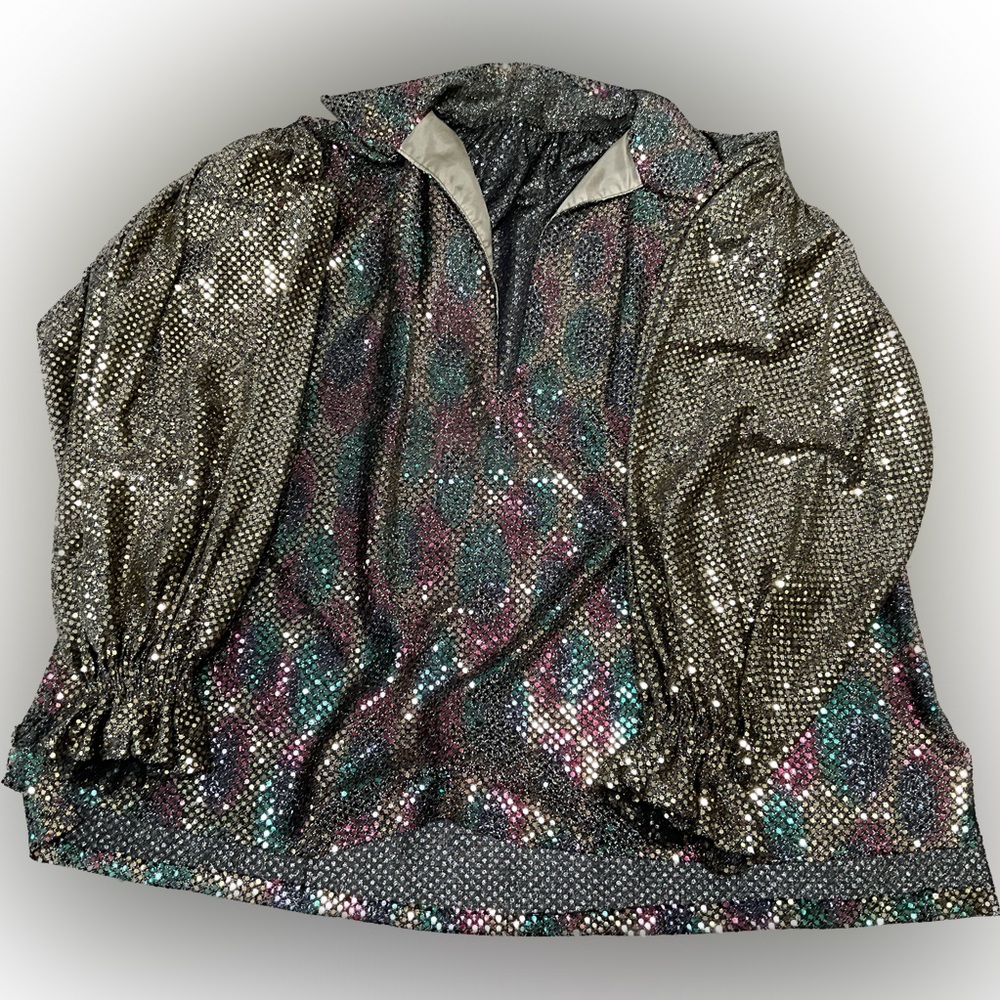 Sparkle Costume Shirt Collared Billowy Sleeves